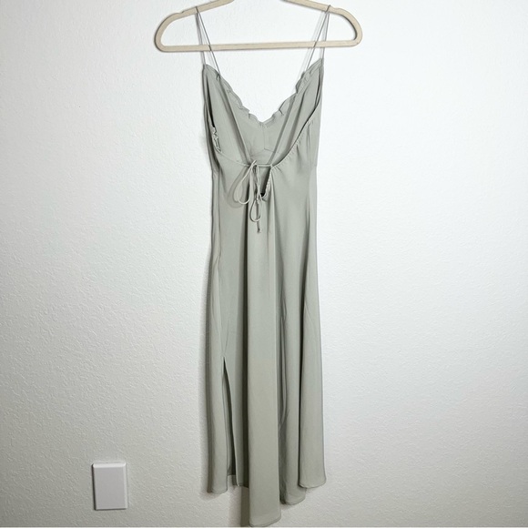 Abercrombie & Fitch Dress Women Small Petite Midi Slip Faux Satin Side Slit B15 - Picture 5 of 10